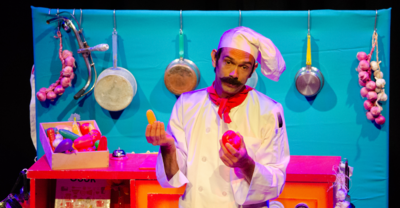 Chef holding ingredients